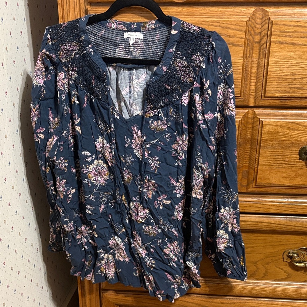Maurices Navy Floral Blouse